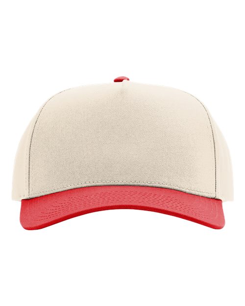 Richardson 323FPC Full Fabric Five-Panel Champ Cap in Cream/ Red