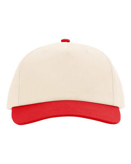 Richardson 356 Five-Panel Gramps Cap in Cream/ Red