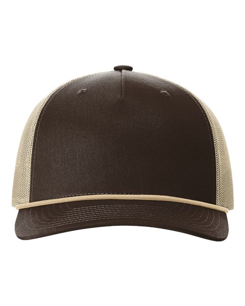 Richardson 112FPR Five-Panel Trucker Rope Cap in Brown/ Khaki/ Khaki