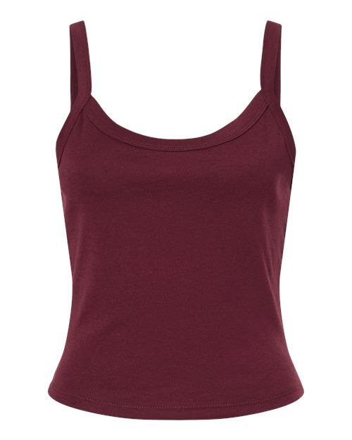 BELLA + CANVAS 1012 Women's Micro Rib Spaghetti Strap Tank in Solid Maroon Blend