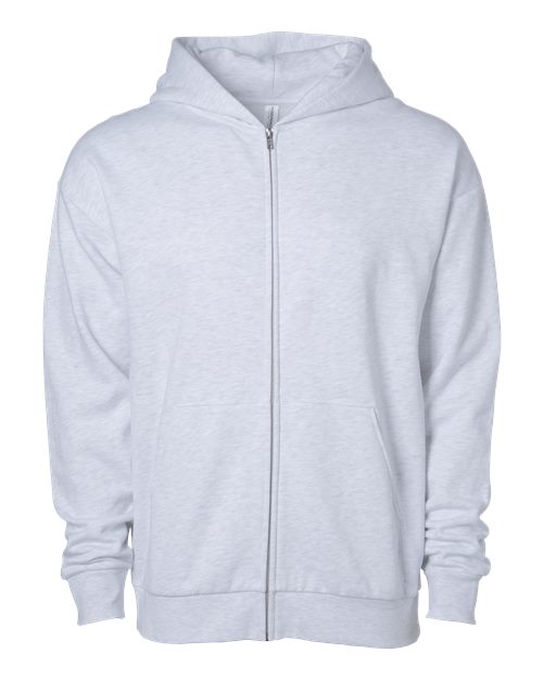 Independent Trading Co. IND280ZIP Unisex Avenue Midweight Full-Zip Hooded Sweatshirt in Ash Heather