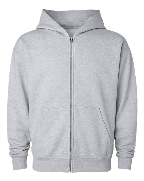 Independent Trading Co. IND420ZIP Unisex Mainstreet Heavyweight Full-Zip Hooded Sweatshirt in Grey Heather