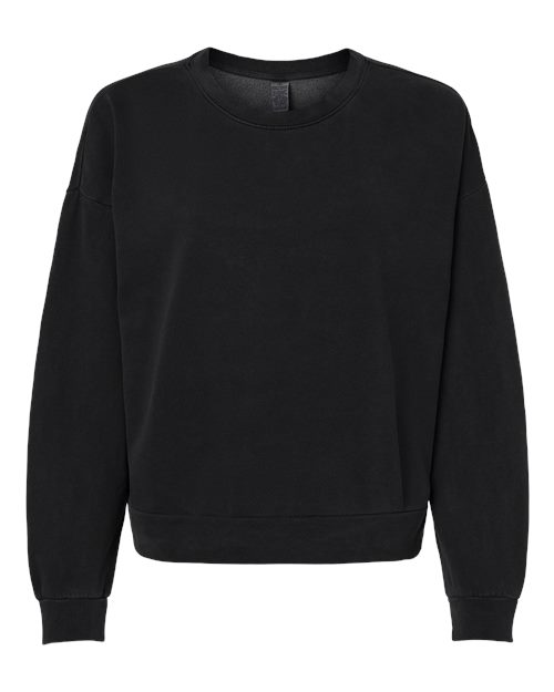Independent Trading Co. PRM2700 Women's California Wave Wash Sunday Crewneck Sweatshirt in Black
