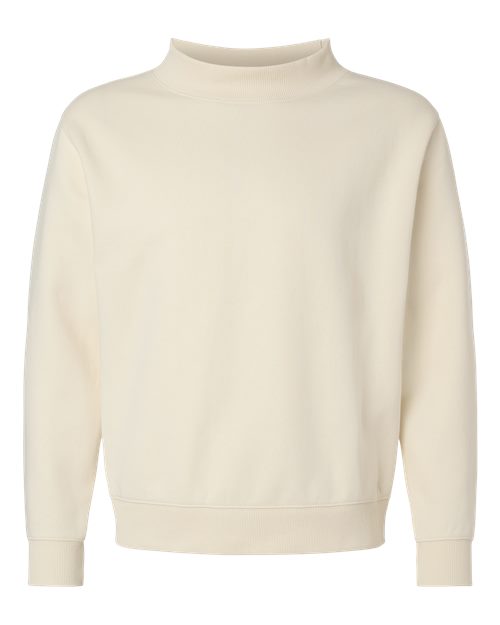 LAT 6928 Unisex Mock Neck Fleece Sweatshirt in Natural