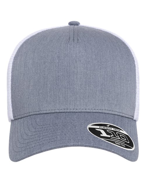 Flexfit 110M5 110 Five-Panel Mesh Cap in Heather Grey/ White