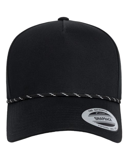 YP Classics 5079BD Retro Cotton Blend Five-Panel Rope Cap in Black