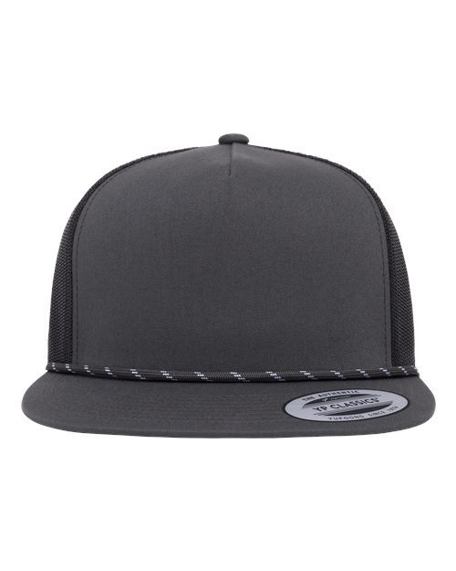 YP Classics 6006BD Classic Five-Panel Trucker Rope Cap in Charcoal/ Black