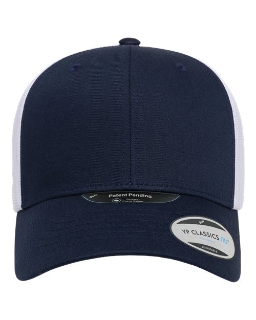 YP Classics 6606NU Retro Trucker Cap in Navy/ White
