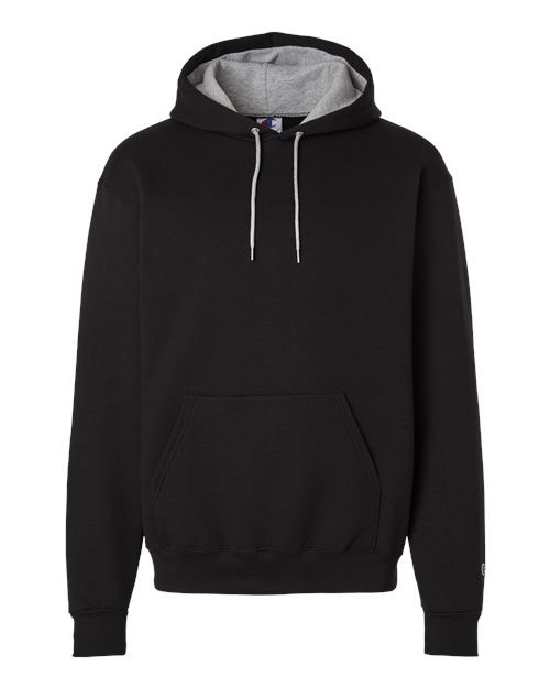 Champion S7CB0 Unisex Powerblend Contrast Color Hooded Sweatshirt in Black/ Light Steel