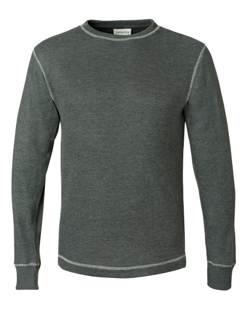 J. America 8238 Men's Vintage Thermal Long Sleeve T-Shirt in Charcoal Heather/ Vintage White