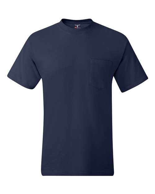 Hanes 5190 Unisex Beefy-T Pocket T-Shirt in Navy
