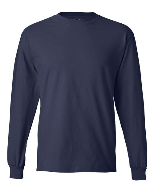Hanes 5186 Unisex Beefy-T Long Sleeve T-Shirt in Navy