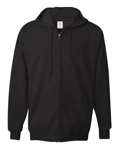 Hanes F280 Unisex Ultimate Cotton Full-Zip Hooded Sweatshirt in Black
