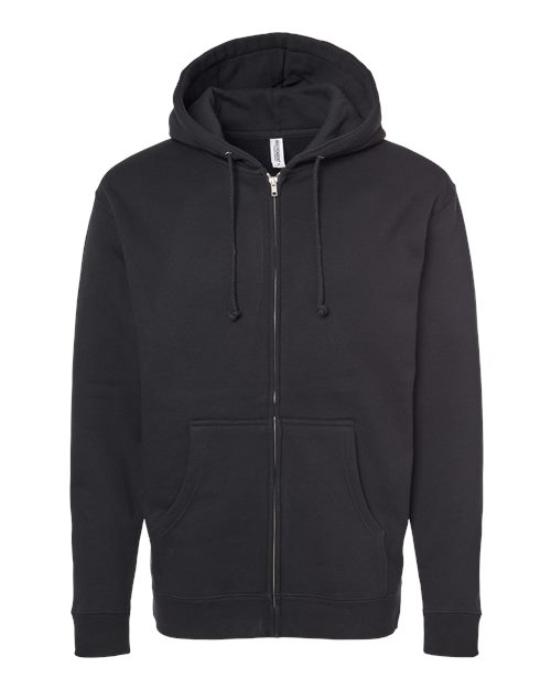Independent Trading Co. IND4000Z Unisex Heavyweight Full-Zip Hooded Sweatshirt in Black
