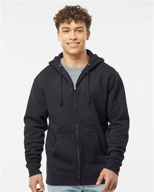 Independent Trading Co. IND4000Z Unisex Heavyweight Full-Zip Hooded Sweatshirt in Black