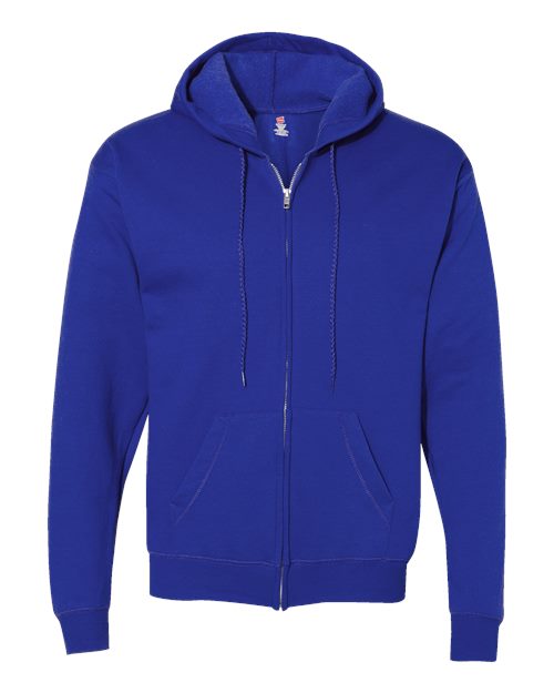 Hanes P180 Unisex EcoSmart Full-Zip Hooded Sweatshirt in Deep Royal