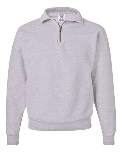 JERZEES 4528MR Unisex Super Sweats NuBlend Quarter-Zip Cadet Collar Sweatshirt in Ash