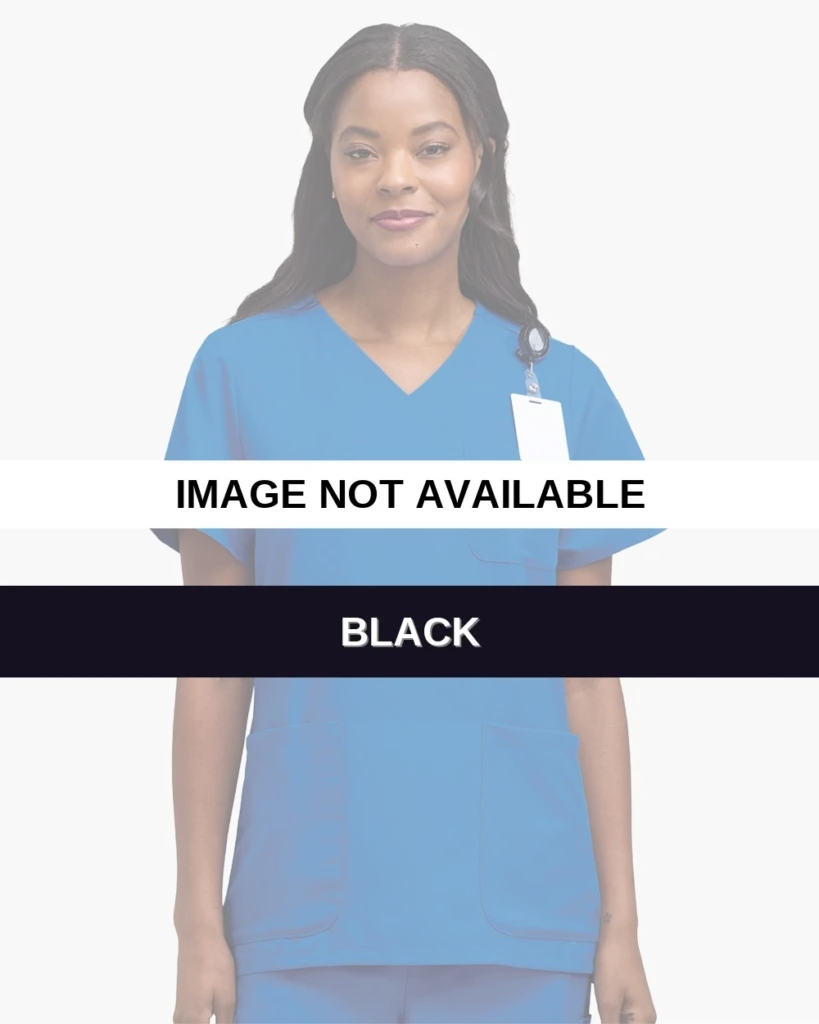 Hanes HSB002 Women's V-Neck 3 Pocket Scrub Top in Black