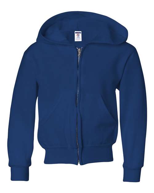 JERZEES 993BR Youth NuBlend Full-Zip Hooded Sweatshirt in Royal