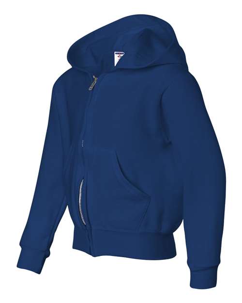JERZEES 993BR Youth NuBlend Full-Zip Hooded Sweatshirt in Royal
