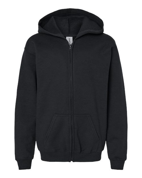 Gildan 18600B Youth Heavy Blend Full-Zip Hooded Sweatshirt in Black