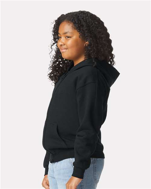 Gildan 18600B Youth Heavy Blend Full-Zip Hooded Sweatshirt in Black