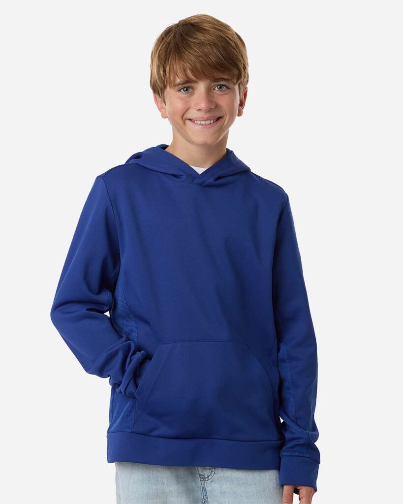 Team 365 TT400Y Youth Squad Hooded Tech Fleece Pullover in Sport Royal