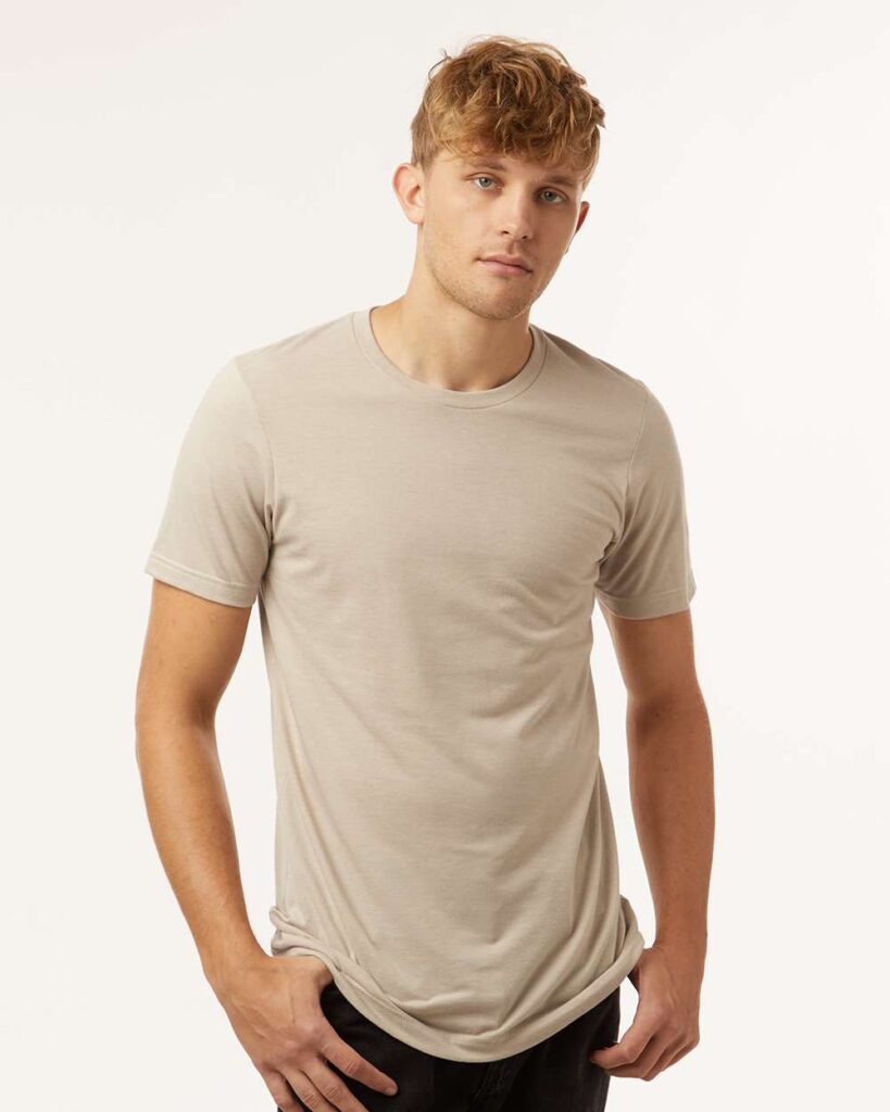 Tultex 602CVC Unisex Combed CVC T-Shirt in Heather Tan