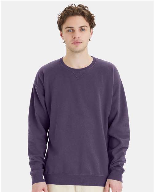 ComfortWash by Hanes GDH400 Unisex Garment-Dyed Crewneck Sweatshirt in Grape Soda
