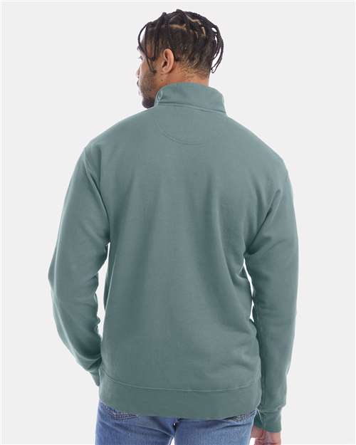 ComfortWash by Hanes GDH425 Unisex Garment-Dyed Quarter-Zip Sweatshirt in Cypress Green