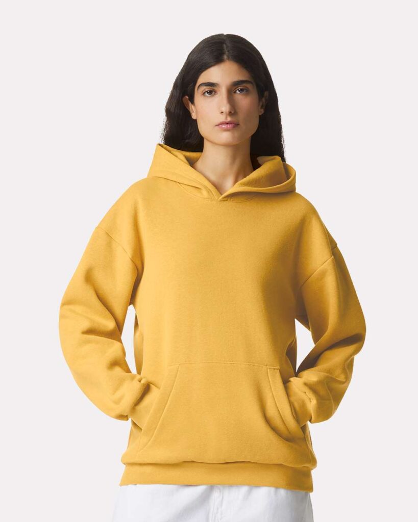 American Apparel RF498 Unisex ReFlex Fleece Hoodie Sweatshirt in Mustard