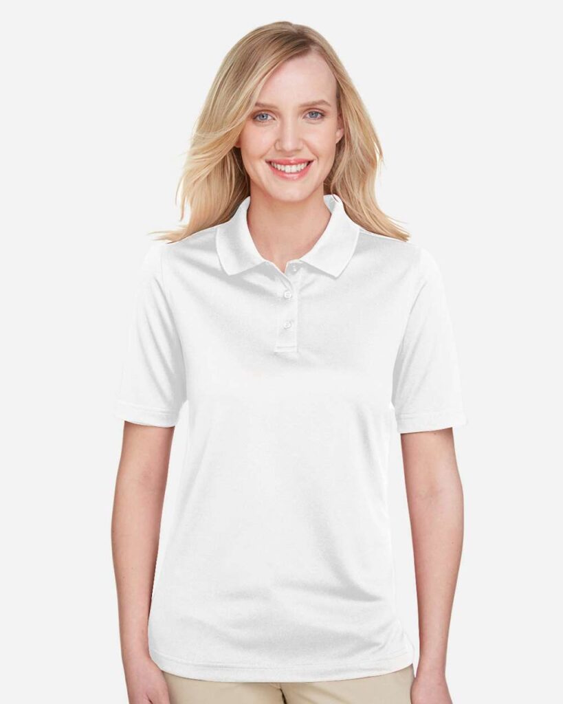 Harriton M348W Women's Advantage Snag Protection Plus Polo in White