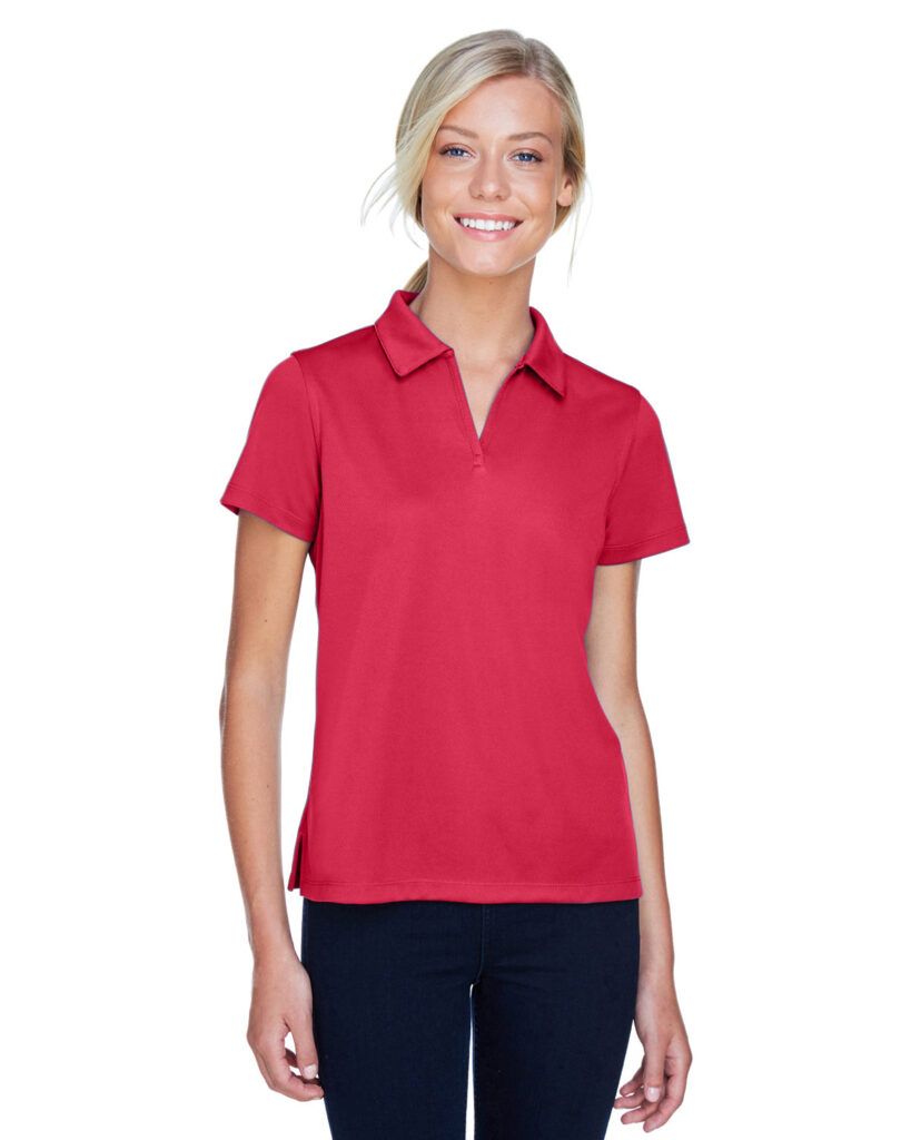 Harriton M353W Women's Double Mesh Polo in Red