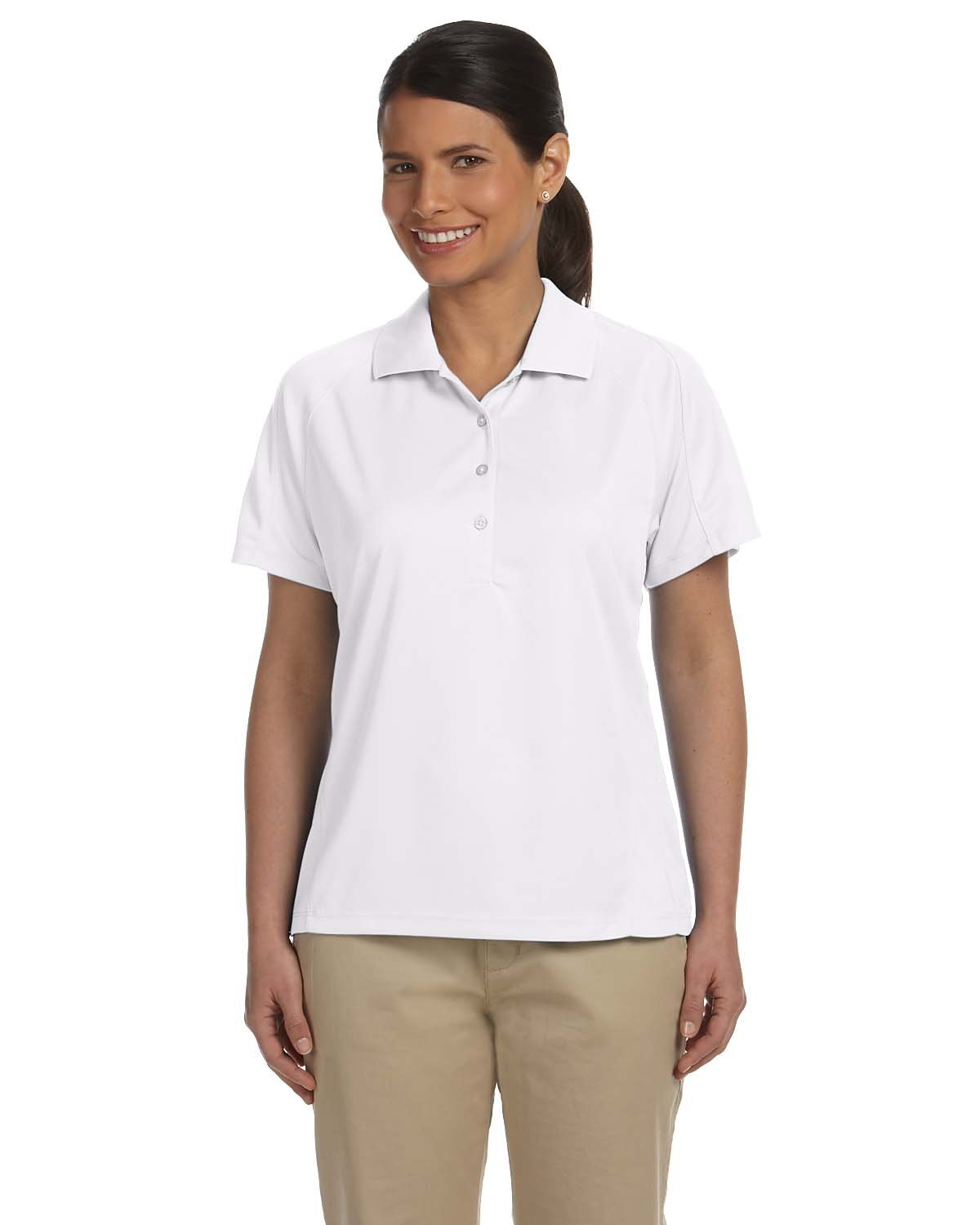 Harriton M374W Ladies' 3.8 oz. Polytech Mesh Inser in White
