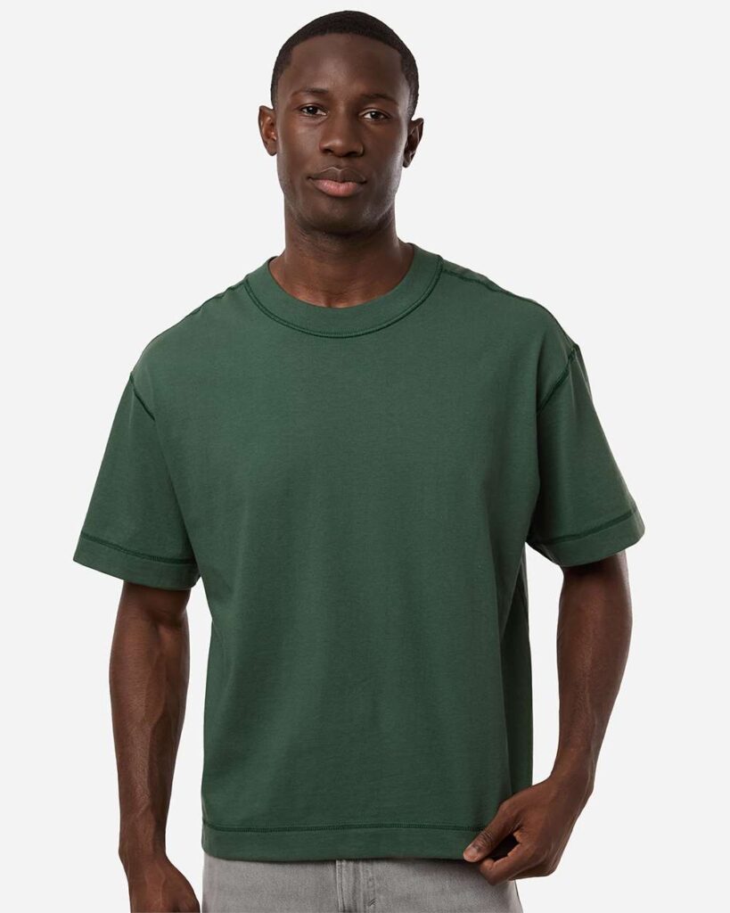 American Apparel 13ML0 Unisex Heavyweight Cotton Boxy Tee in Pine