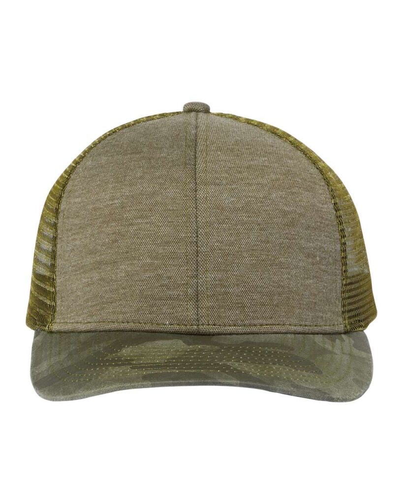 DRI DUCK 3358 Pique Trucker Cap in Olive/ Camo