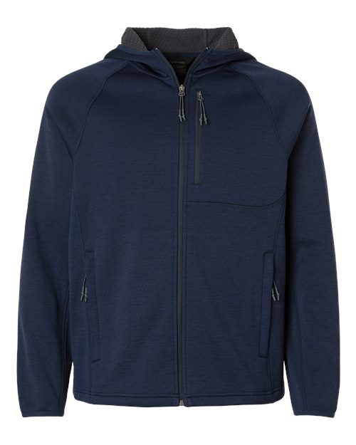 North End NE430 Men's Terrain Bonded Fleece Hooded Jacket in Classic Navy Heather