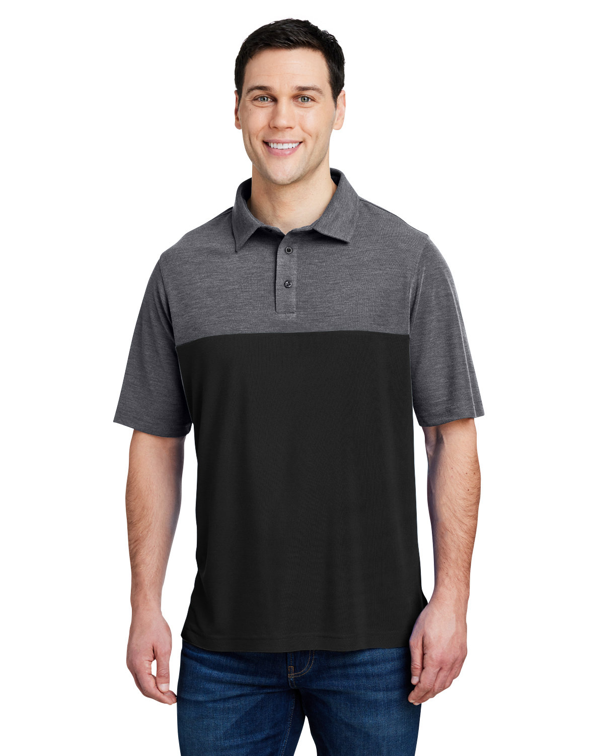Core 365 CE112C Men's Fusion ChromaSoft Colorblock in Black/ carbon heather