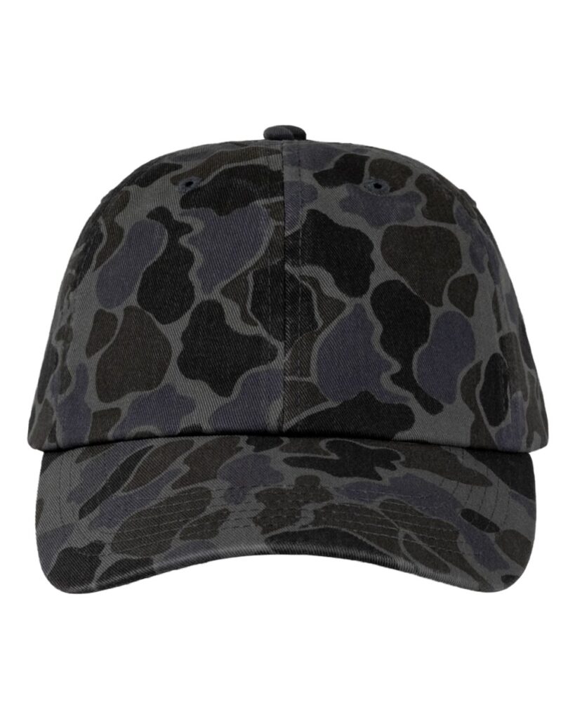 Valucap VC300A Bio-Washed Classic Dad Hat in Black Duck Camo