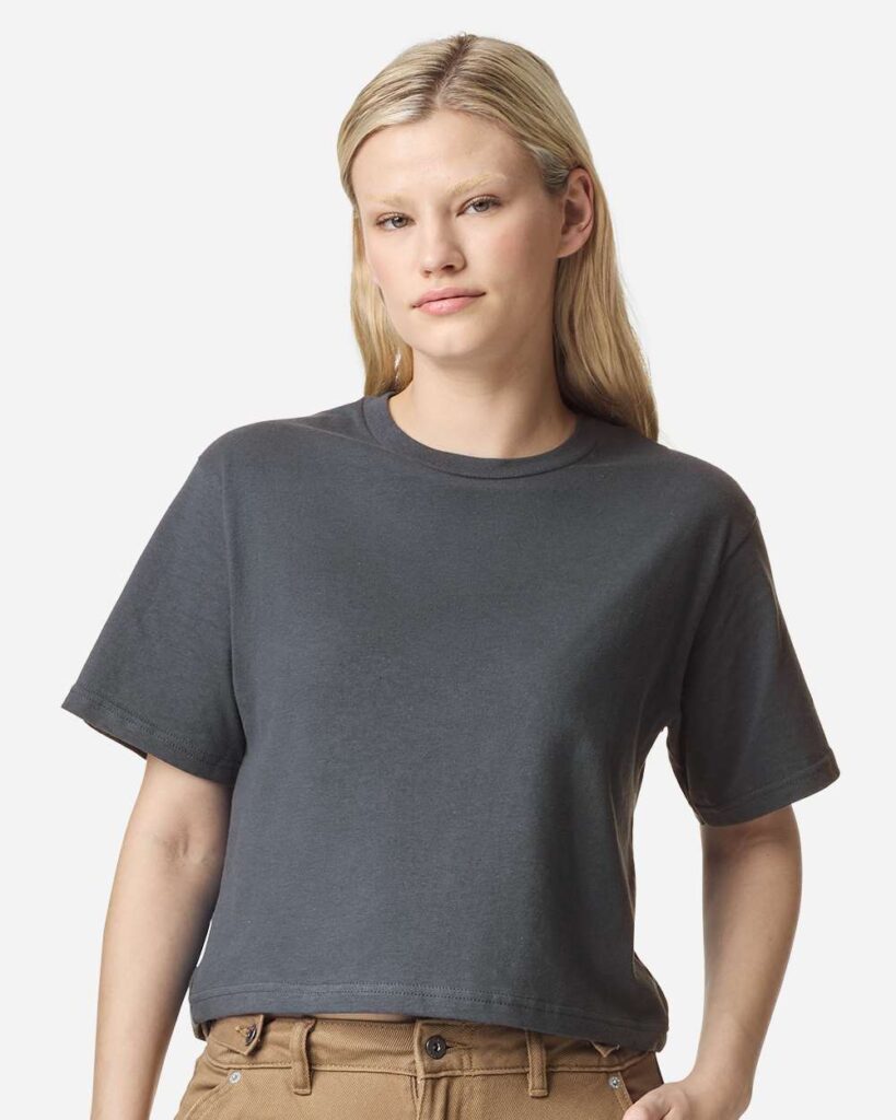 American Apparel 102 Women's Fine Jersey Mid-Length Boxy Tee in Asphalt
