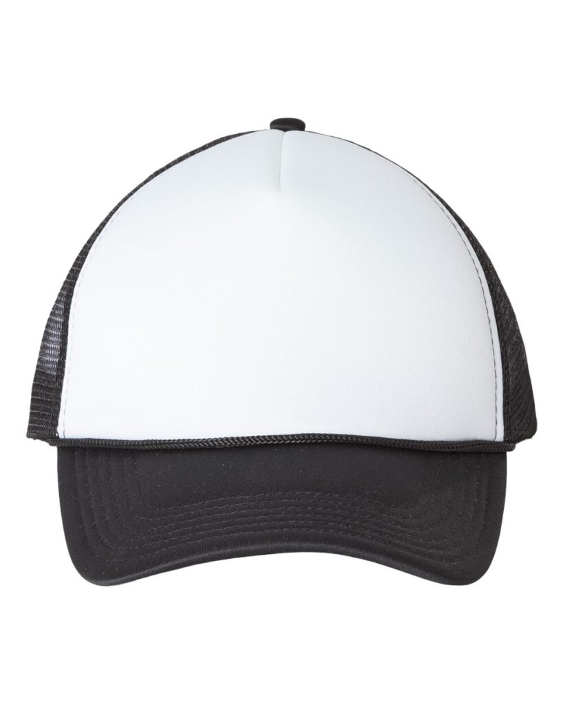 Valucap VC700 Foam Mesh-Back Trucker Cap in White/ Black