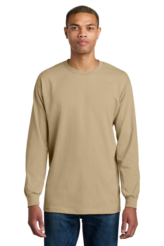 American Apparel 1304 Unisex Heavyweight Cotton Long Sleeve Tee in Sand