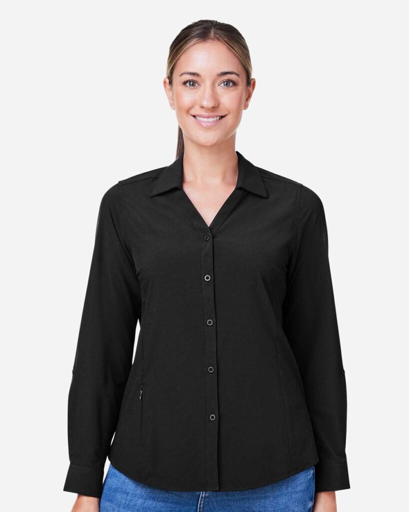 CORE365 CE510LW Women's Ultra UVP Marina Shirt in Black