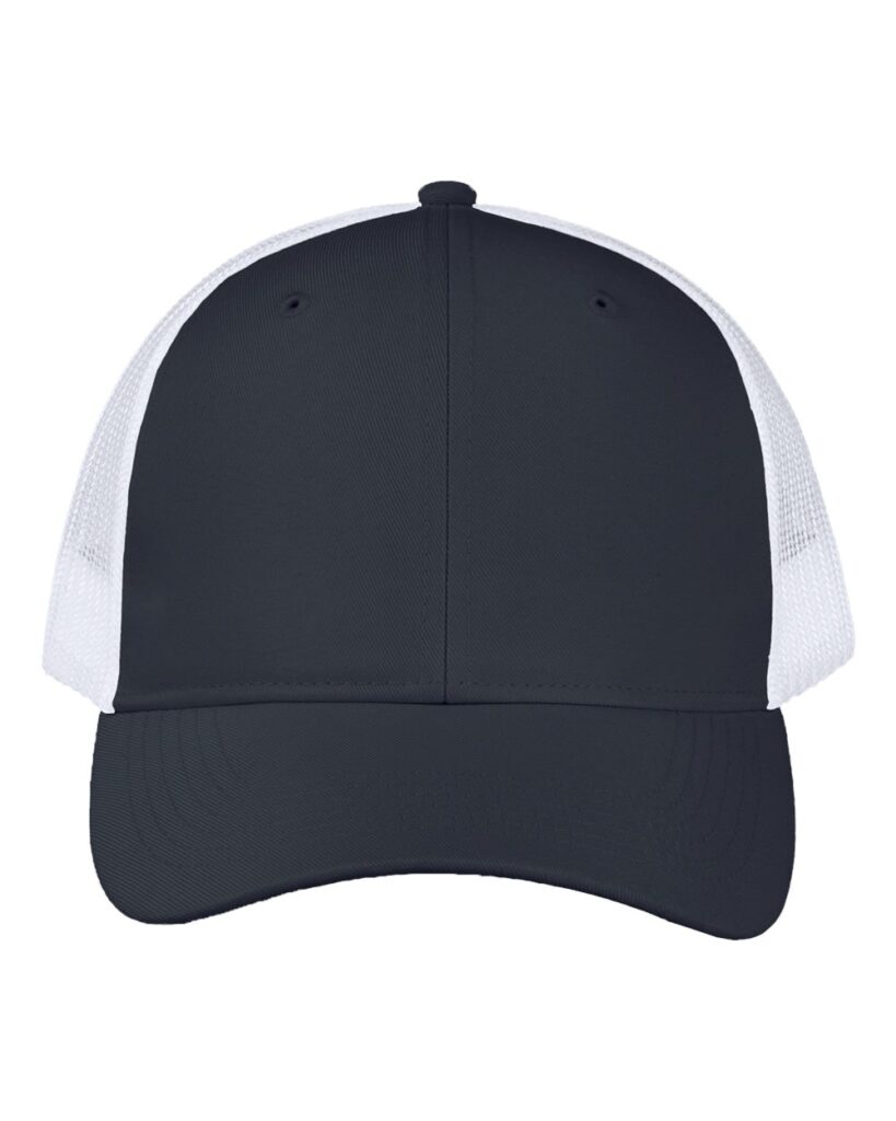 Valucap VC955 Poly Twill Trucker Cap in Navy/ White