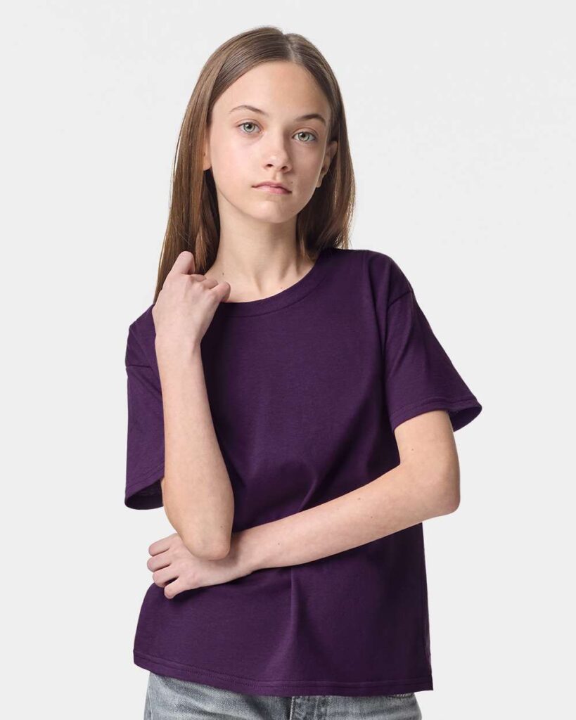 American Apparel 2001Y Youth Fine Jersey Tee in Eggplant