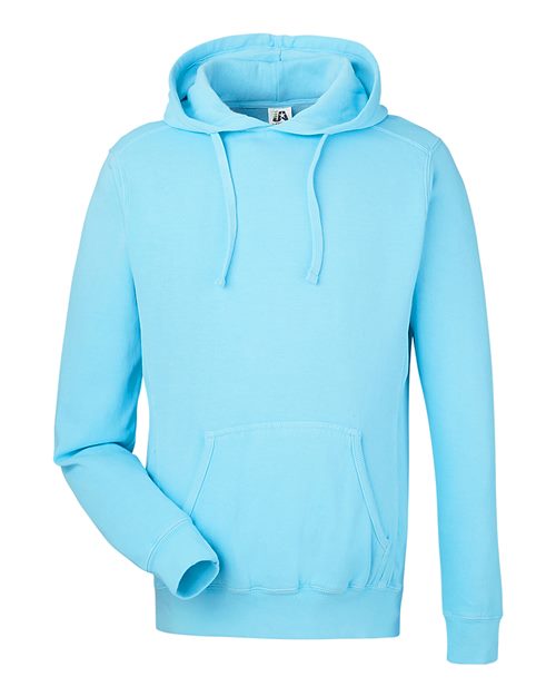 J. America 8730 Unisex Pigment-Dyed Fleece Hooded Sweatshirt in Capri