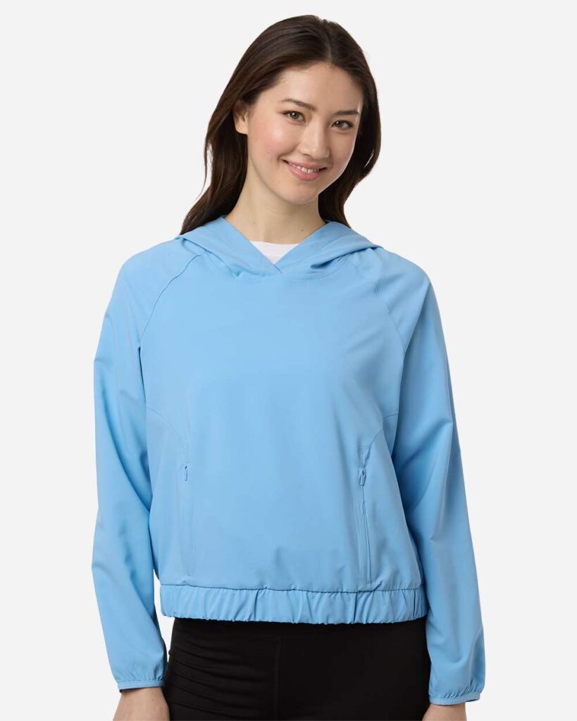 CORE365 CE520LW Women's UltraUVP Shoreline Long Sleeve Hooded Pullover in Columbia Blue