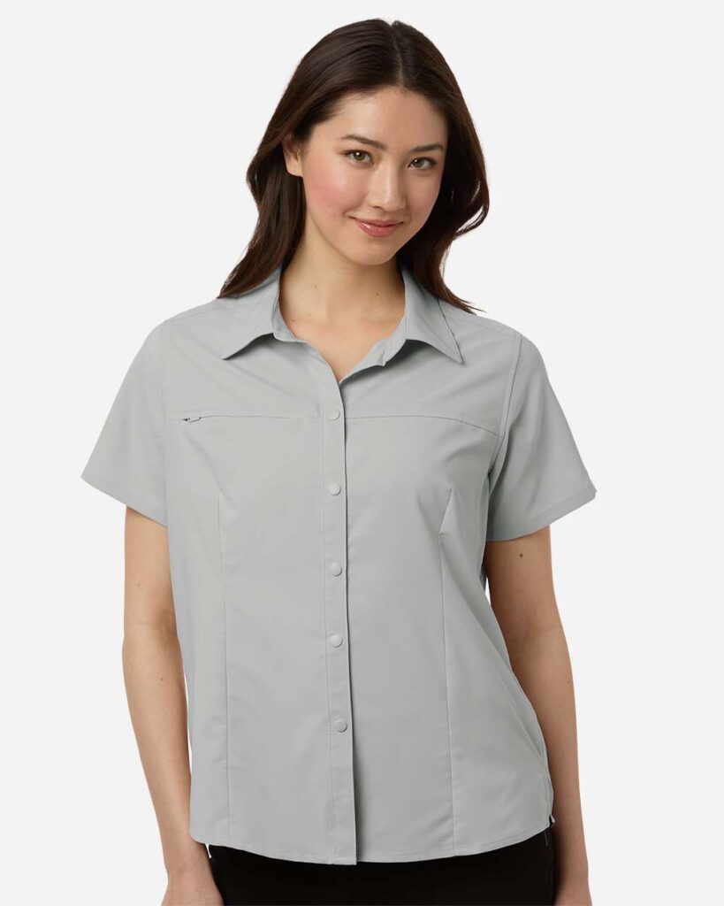 CORE365 CE520W Women's UltraUVP Shoreline Short Sleeve Staff Shirt in Platinum