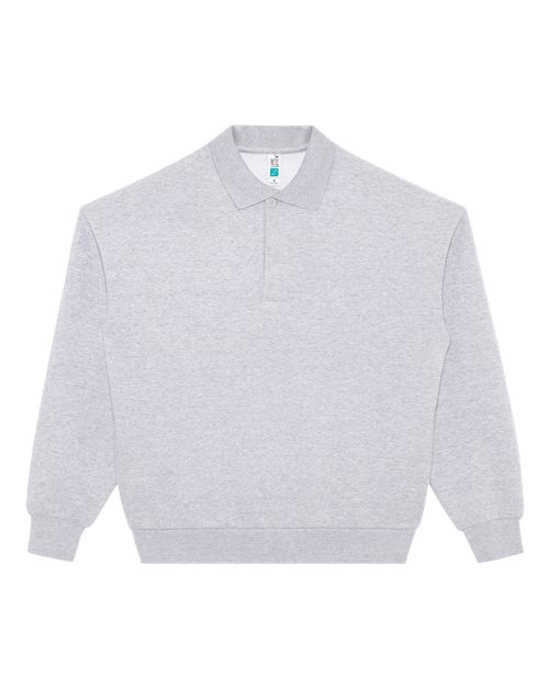 Lane Seven LS24012 Unisex Element Polo Collar Crewneck Sweatshirt in Heather Grey