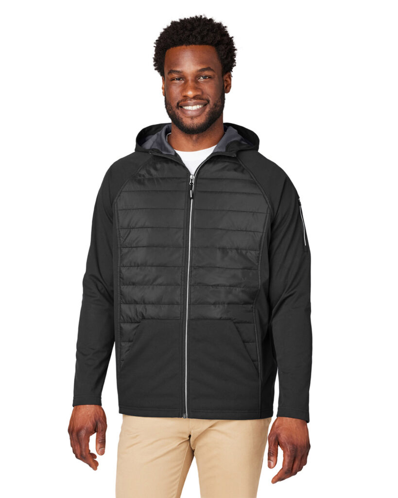 CORE365 CE808 Unisex Techno Lite Hybrid Hooded Jacket in Black